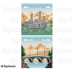 Tapis de Loge maçonnique – Rite Français – 3ème Ordre – Nous reconstruisons le Temple / LDP – 100 cm x 50 cm