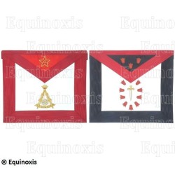 Masonic apron (fake leather) – French Chapter – 1st and 2nd Order – Reversible – Machine embroidery