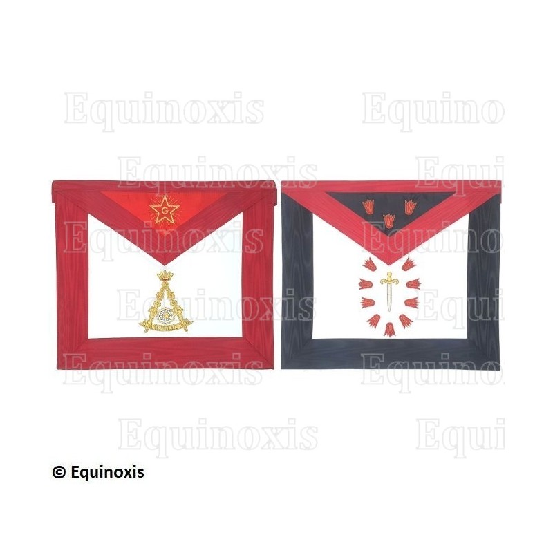 Masonic apron (fake leather) – French Chapter – 1st and 2nd Order – Reversible – Machine embroidery