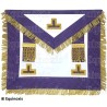 Fake-leather Masonic apron – Memphis-Misraim – Passé Worshipful Master – 3 taus + tassles + fringe – Purple