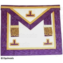 Fake-leather Masonic apron – Memphis-Misraim – Worshipful Master – 3 taus + tassles – Purple