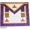 Fake-leather Masonic apron – Memphis-Misraim – Worshipful Master – 3 taus + tassles – Purple