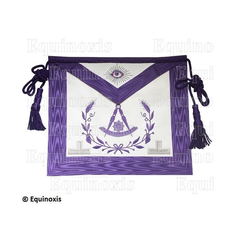Leather Masonic apron – York Rite – Past Worshipful Master – Sextant + taus