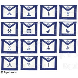 Tabliers maçonniques en simili-cuir – York Rite – Set de 15 tabliers – Machine embroidery