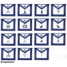 Tabliers maçonniques en simili-cuir – York Rite – Set de 15 tabliers – Machine embroidery