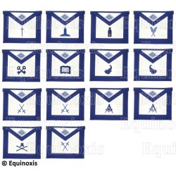 Tabliers maçonniques en simili-cuir – York Rite – Set de 14 tabliers – Machine embroidery