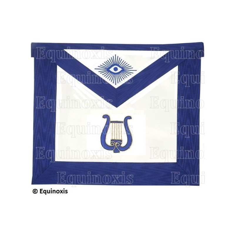 Masonic apron (leather) – York Rite – Organiste – Machine embroidery