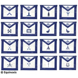 Tabliers maçonniques en cuir – York Rite – Set de 16 tabliers – Machine embroidery