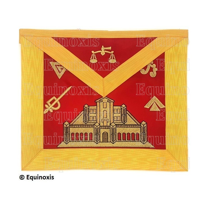 Masonic apron (satin) – Scottish Rite (AASR) – 16th degree – Machine embroidery