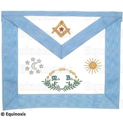 Masonic apron (leather) – Traditional French Rite – Master Mason – GLNF – Hand embroidery