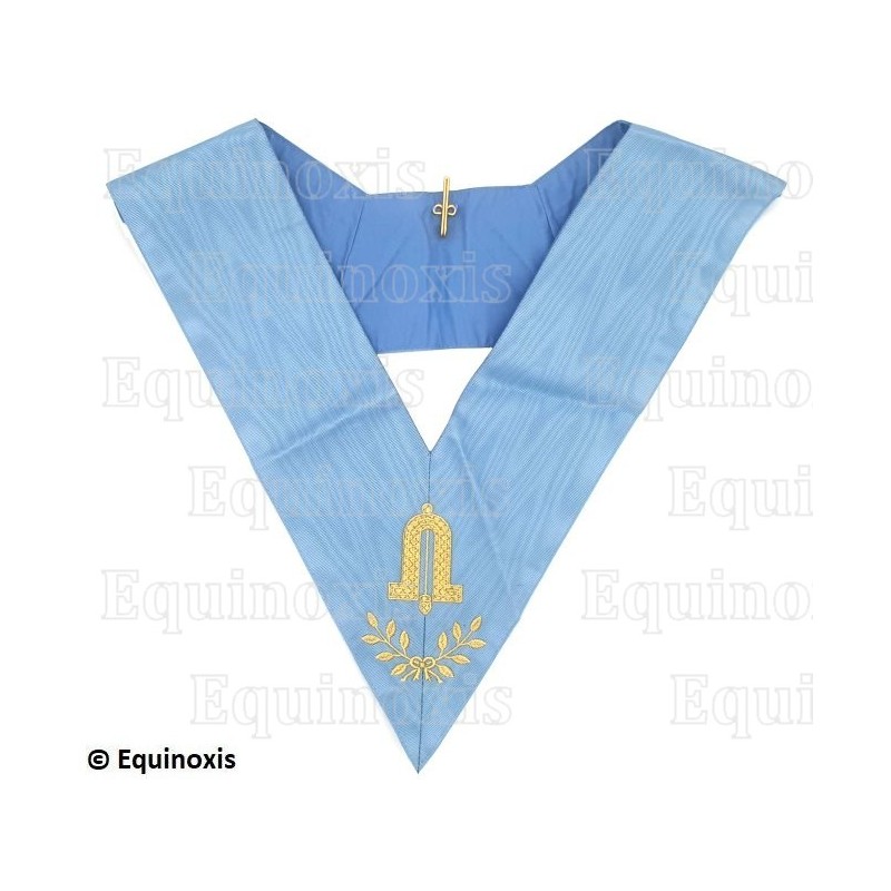 Masonic collar – Traditional French Rite – Deuxième Surveillant – Machine embroidery 