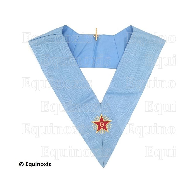 Masonic collar – Traditional French Rite – Vénérable en chaire – Machine embroidery 