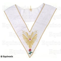 Masonic collar – Scottish Rite (AASR) – 33rd degree – Grande Gloire et Rose rouge – Machine embroidery