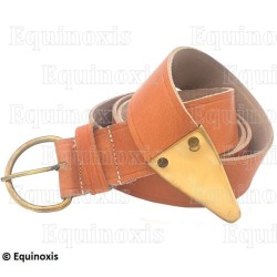 Ceinture maçonnique en cuir marron – Knights Templar (KT)