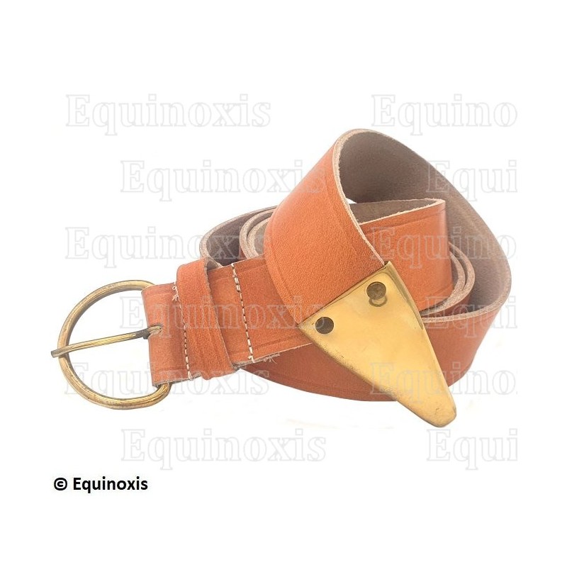 Ceinture maçonnique en cuir marron – Knights Templar (KT)
