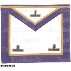Tablier maçonnique en faux cuir – Memphis-Misraim – Worshipful Master – 3 taus – Violet