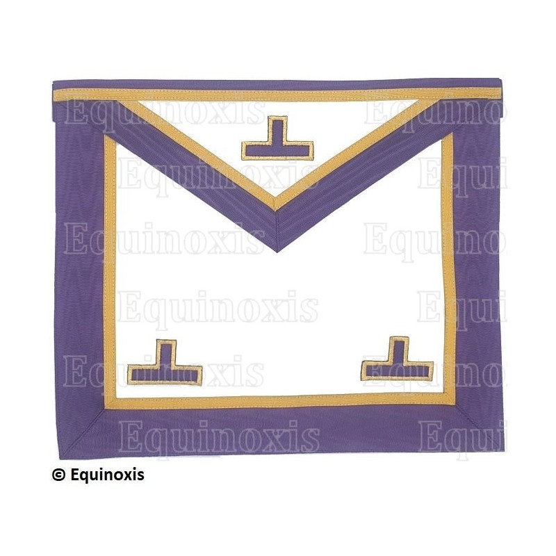 Tablier maçonnique en faux cuir – Memphis-Misraim – Worshipful Master – 3 taus – Violet