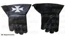 Gants cuir noir à crispins – Maltese cross – Size L