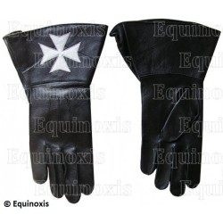 Gants cuir noir à crispins – Maltese cross – Size L