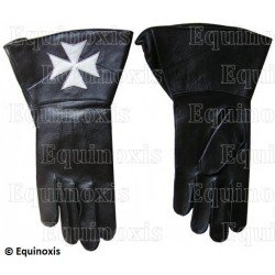 Gants cuir noir à crispins – Maltese cross – Size L