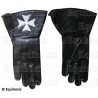 Gants cuir noir à crispins – Maltese cross – Size L