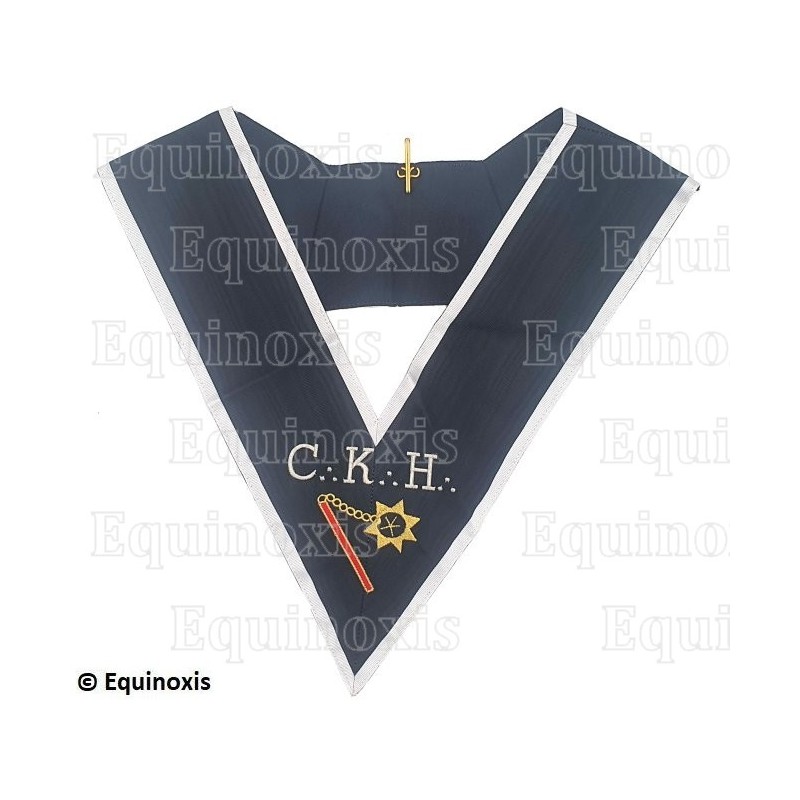 Masonic collar – Scottish Rite (AASR) – 30th degree – CKH – Grand Capitaine des Gardes – Machine embroidery