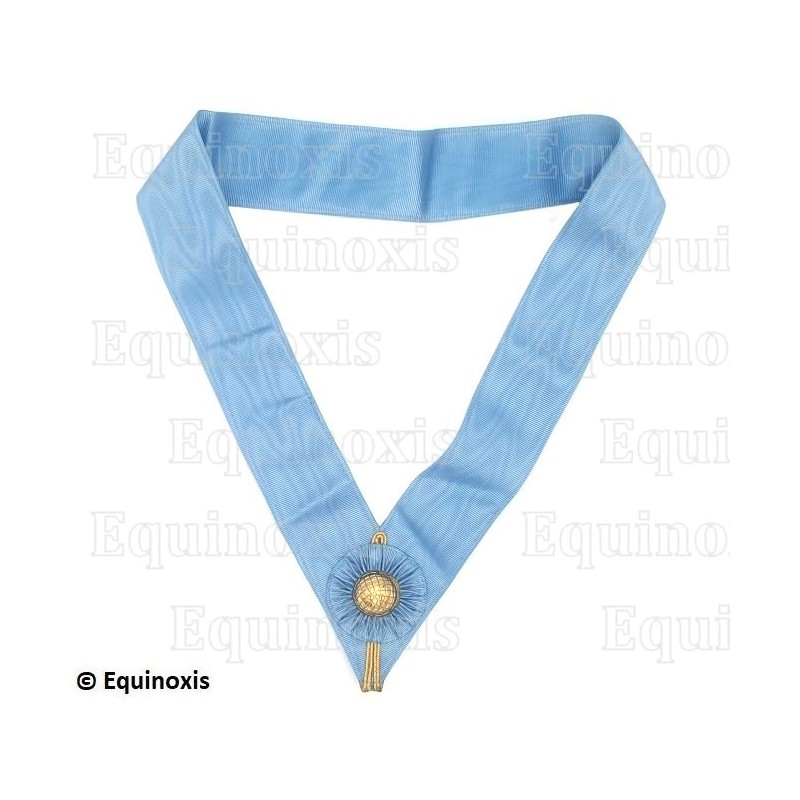 Masonic collerette – RSR – MESA Officer – Blue with blue rosette with golden globe