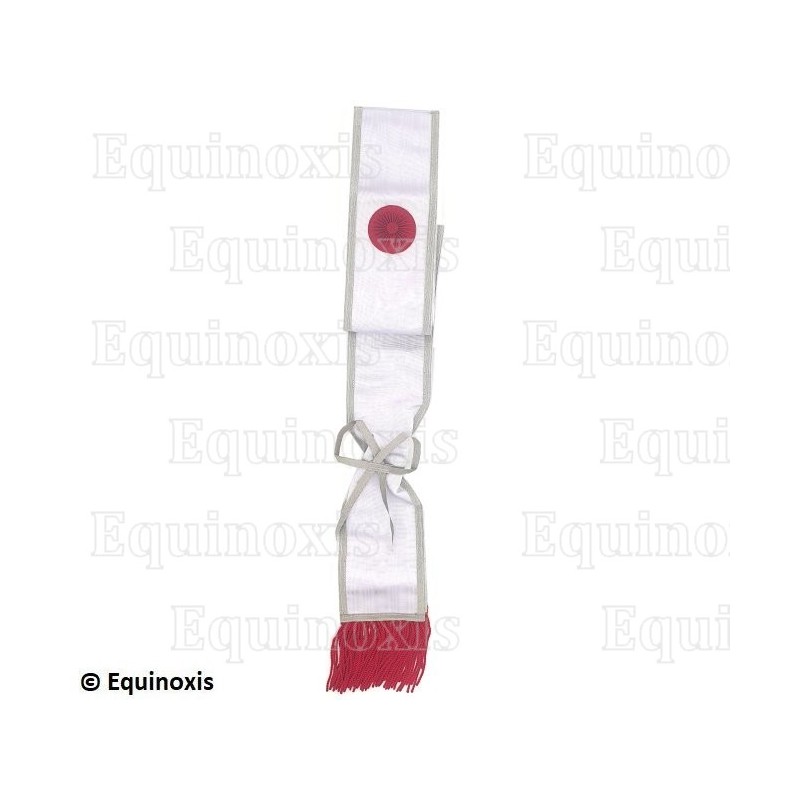 Masonic sash – CBCS – White with white ribbon – Red rosette