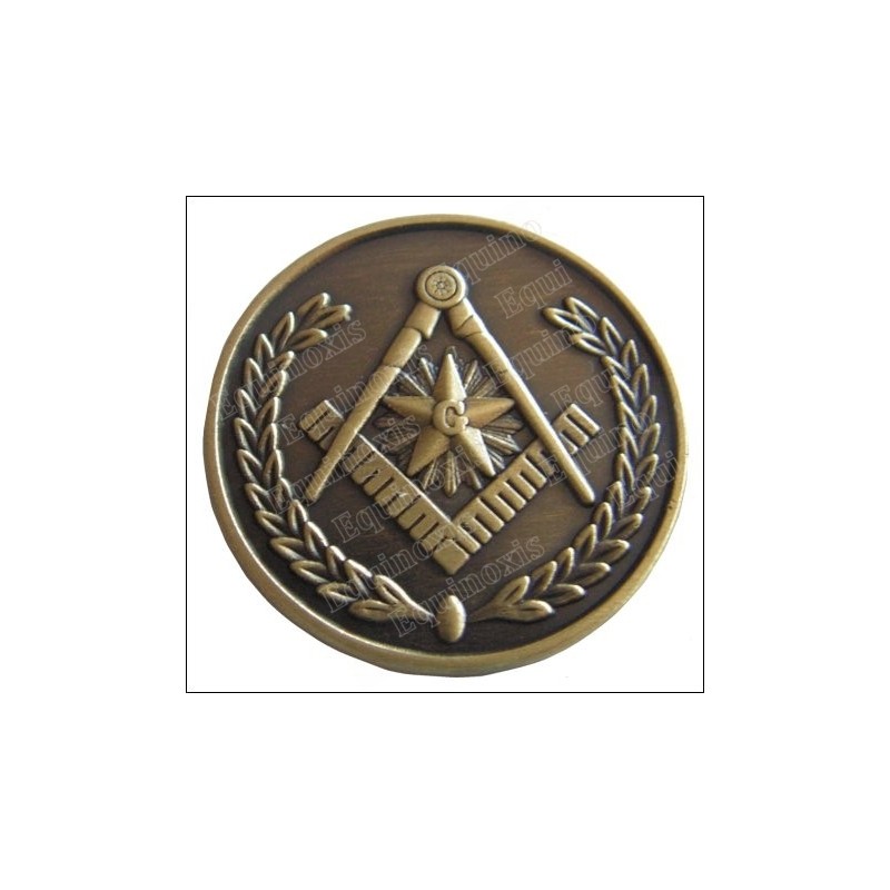 Masonic presence token – 3D Square-and-compass + acacia
