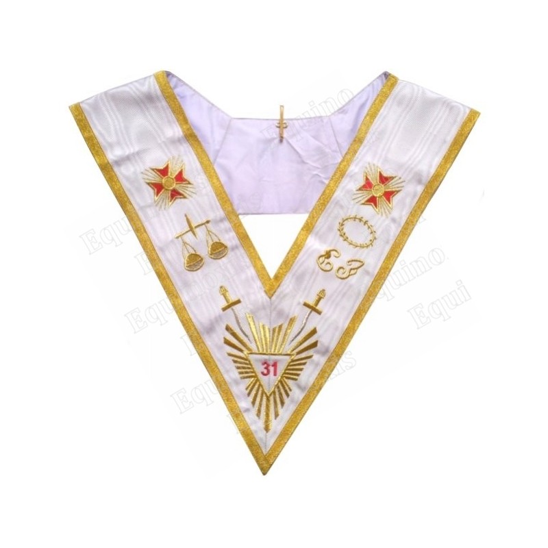 Masonic collar – AASR – 31st degree – Grand glory + swords + EJ – Machine embroidery