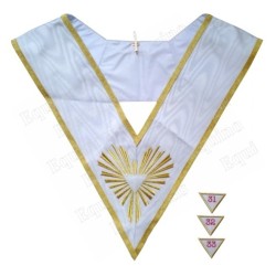 Masonic collar – Scottish Rite (AASR) – 31st / 32nd / 33rd degree – Triangle turned downwards – Machine embroidery