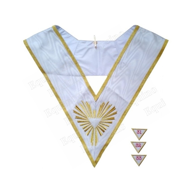 Masonic collar – AASR – 31st / 32nd / 33rd degree – Triangle turned downwards – Machine embroidery