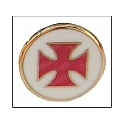 Masonic lapel pin – Templar cross – Red enamel against white background 