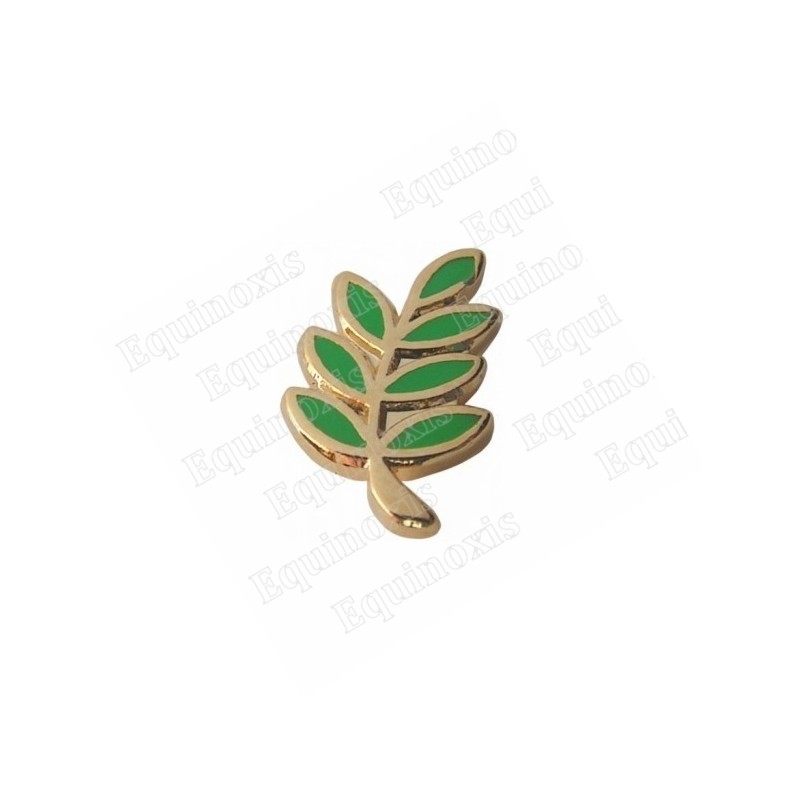 Masonic lapel pin – Sprig of acacia with green enamel – Large