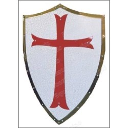 Bouclier médiéval – Red Templar cross sur fond blanc 