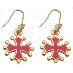 Regional earrings – Occitania cross with red enamel – Small