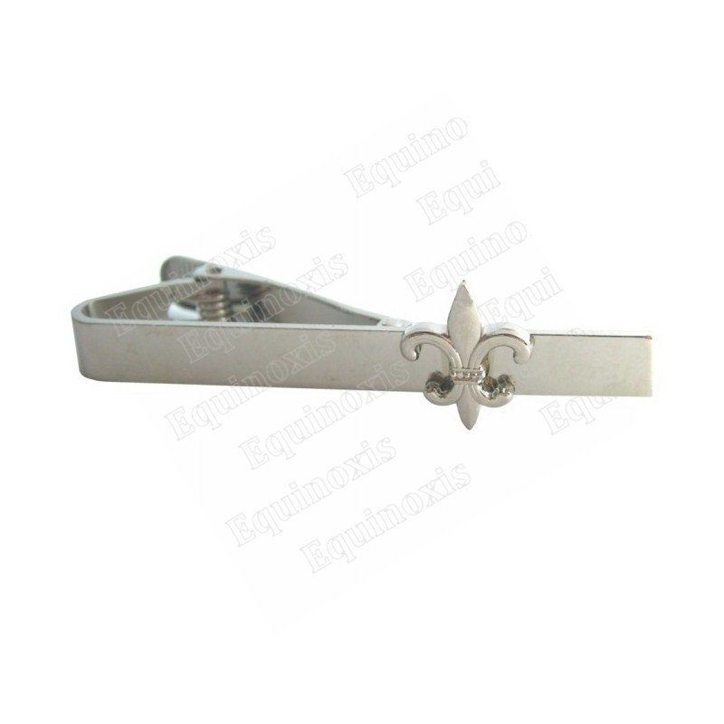 Symbolic tie-bar – 3D Fleur-de-lis – Silver finish