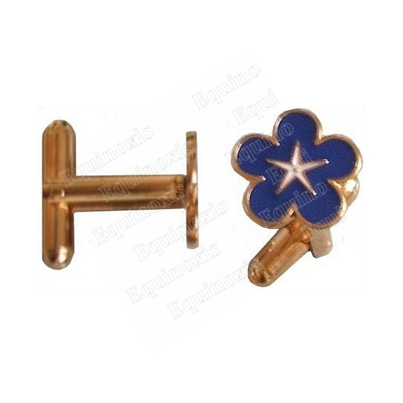 Masonic cuff-links – Forget-me-not with five-pointed star – Blue enamel