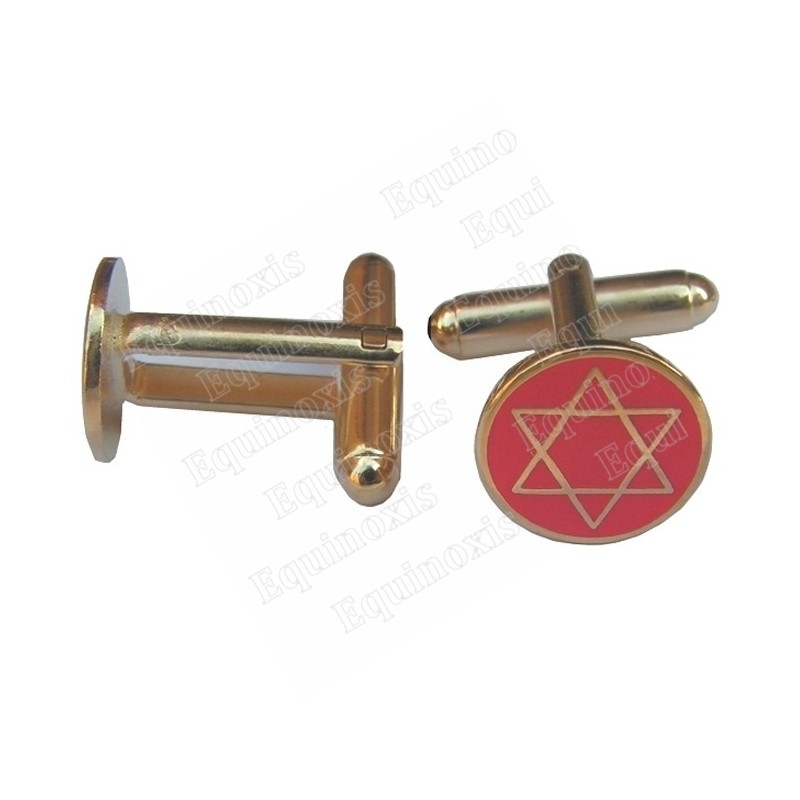 Martinist cuff-links – Hexagramme against red background