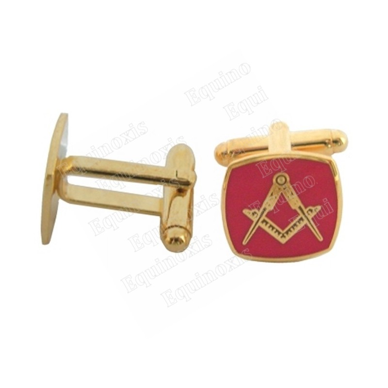 Masonic cuff-links – Square-and-compass w/ red enamel
