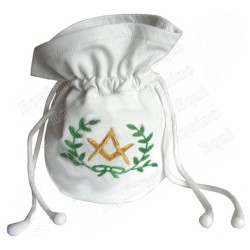 Masonic pouch – Square-and-compass – White leather