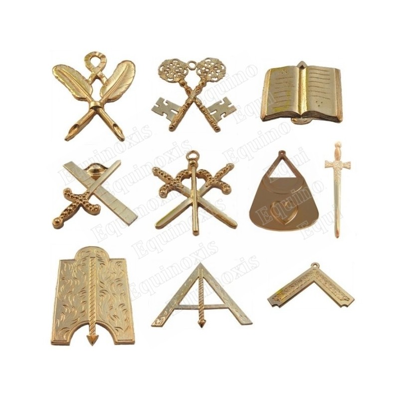 Masonic Officers' jewels – Complete set of 10 AASR Officers jewels