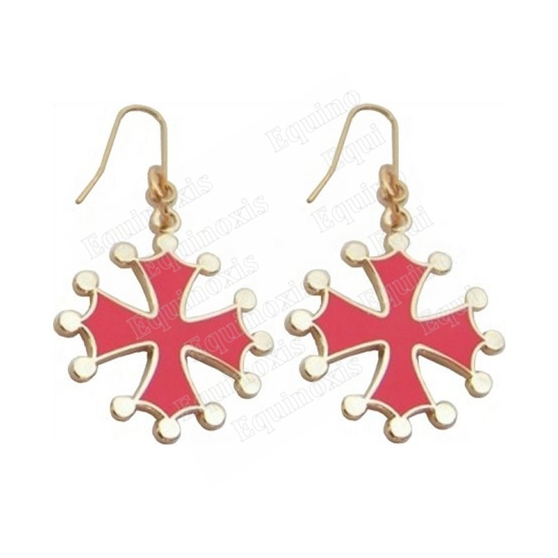Regional earrings – Occitania cross with red enamel – Large