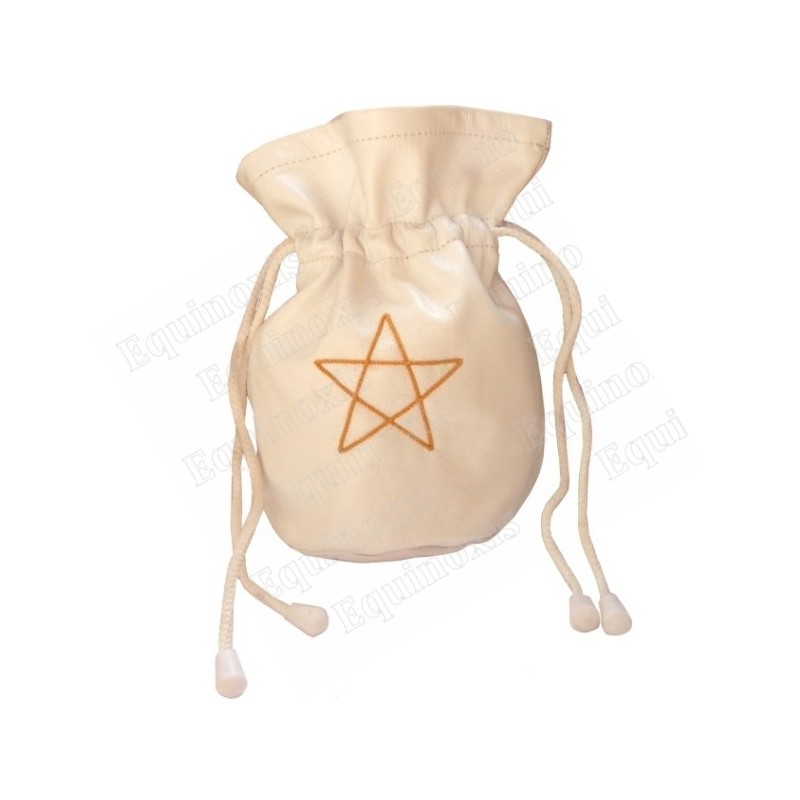Leather pouch  – Five-pointed star – White leather