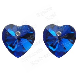Crystal ear-rings – Heart – Blue – Silver finish