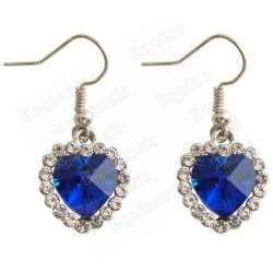 Crystal ear-rings – Diamond heart – Blue – Silver finish