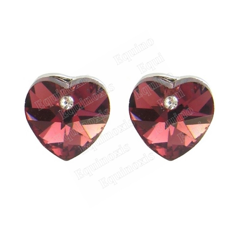 Boucles d'oreilles en cristal – Heart – Prune – Silver finish