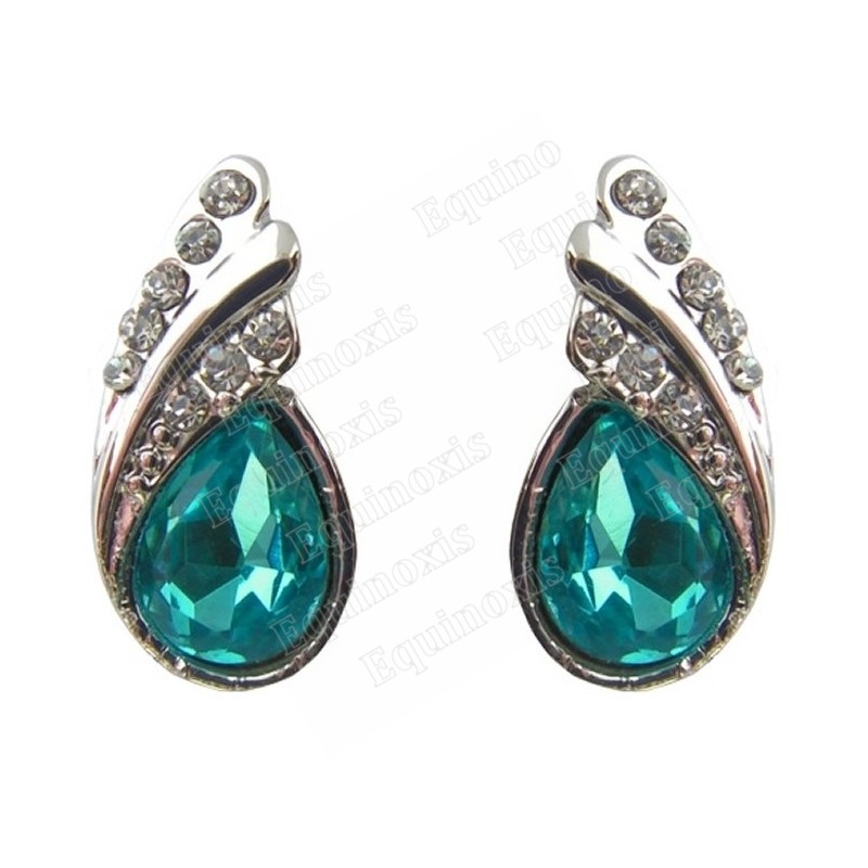 Crystal ear-rings – Esmeralda – Blue – Silver finish