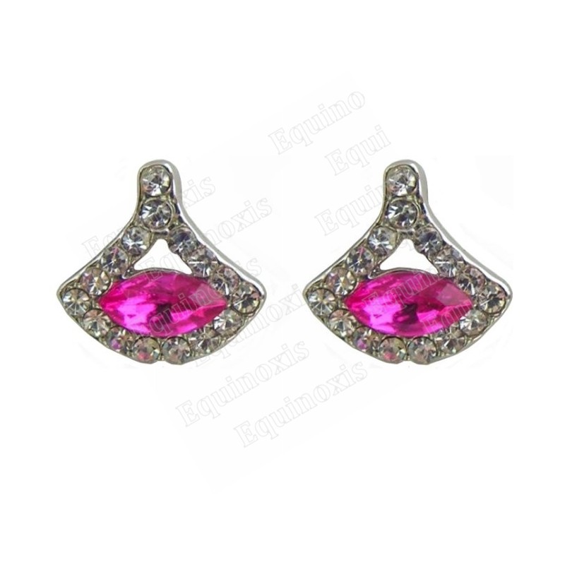 Crystal ear-rings – Nausica – Fuschia – Silver finish