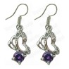 Crystal ear-rings – Butterfly – Purple – Silver finish